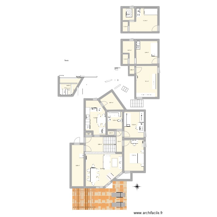 MAISON AVEC TERRASSE. Plan de 20 pièces et 136 m2