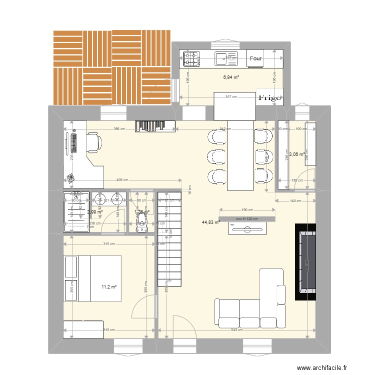 Maison ChachAurelien. Plan de 6 pièces et 70 m2