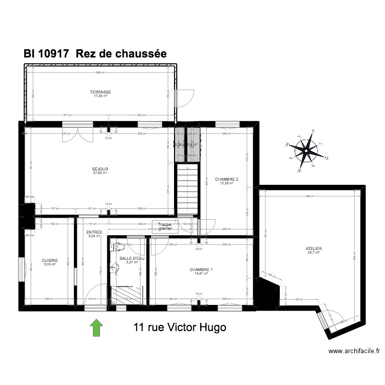 BI 10917. Plan de 27 pièces et 292 m2