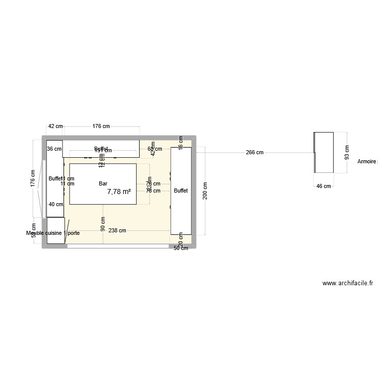 salle a manger. Plan de 1 pièce et 8 m2