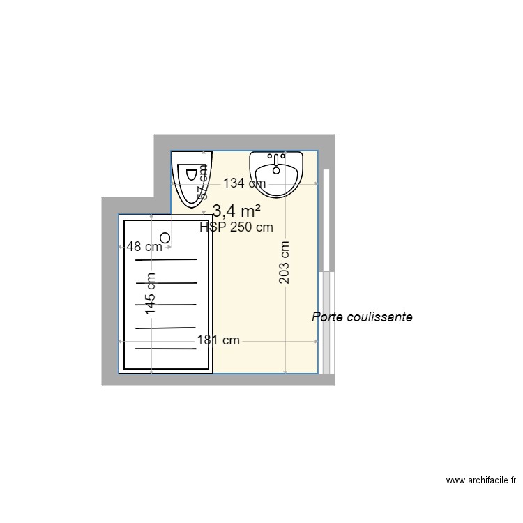 chambre 20-21 après. Plan de 1 pièce et 3 m2