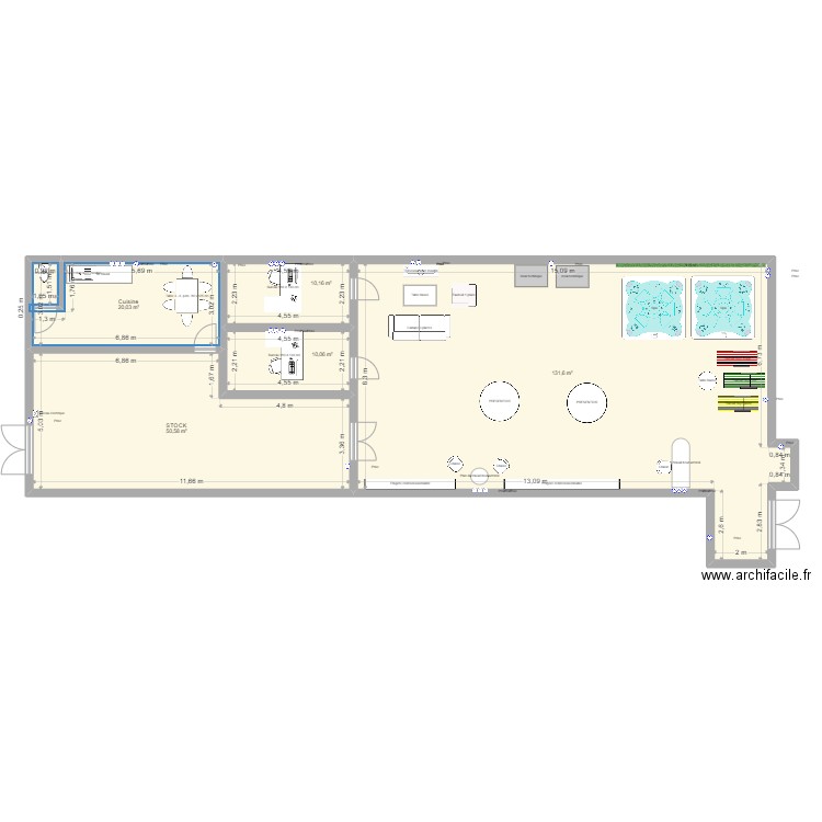 Piscine caladoise . Plan de 5 pièces et 222 m2