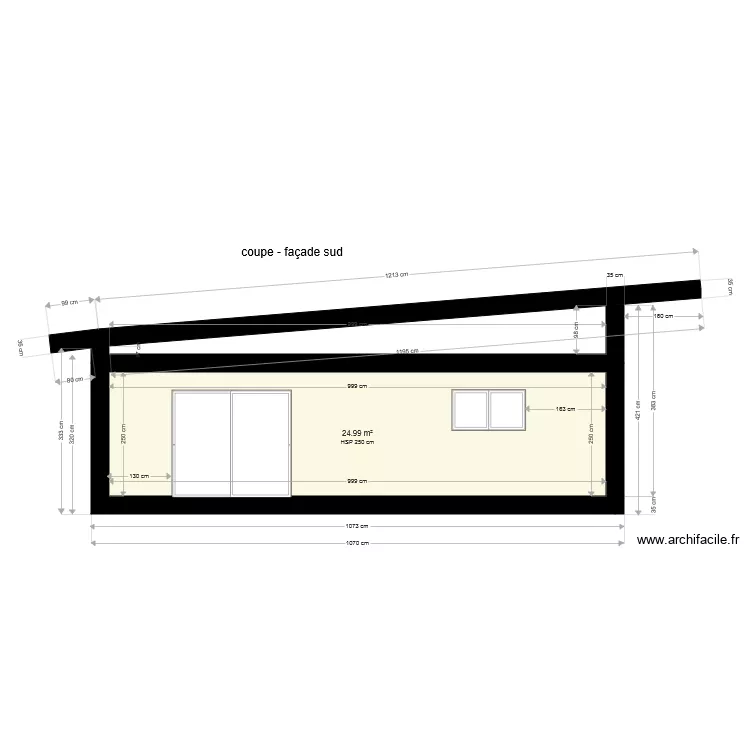 coupe . Plan de 