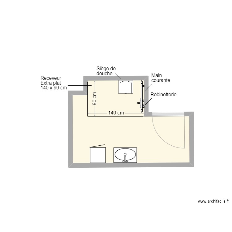 Brun SDB projet. Plan de 1 pièce et 5 m2