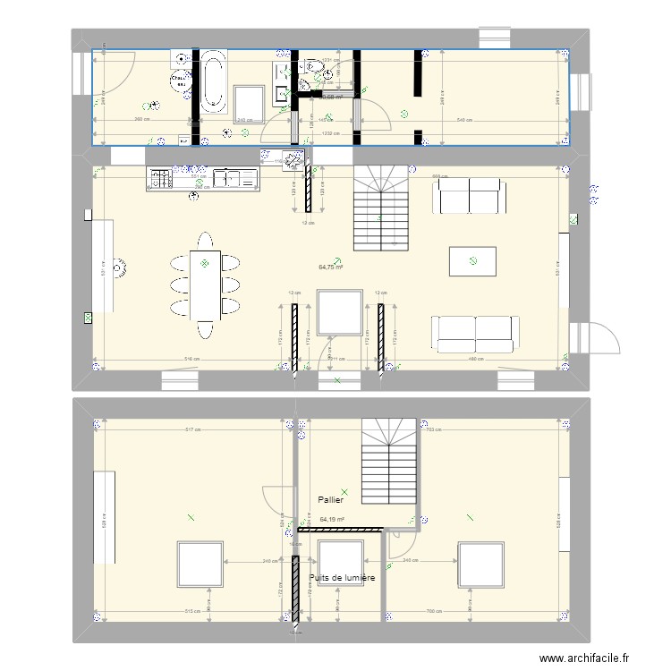 Keroriou RDC et 1er étage fevrier 22. Plan de 0 pièce et 0 m2