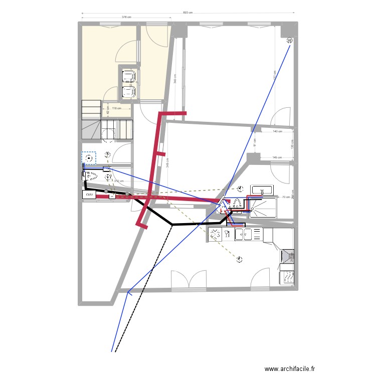 boetie bas plomberie. Plan de 0 pièce et 0 m2