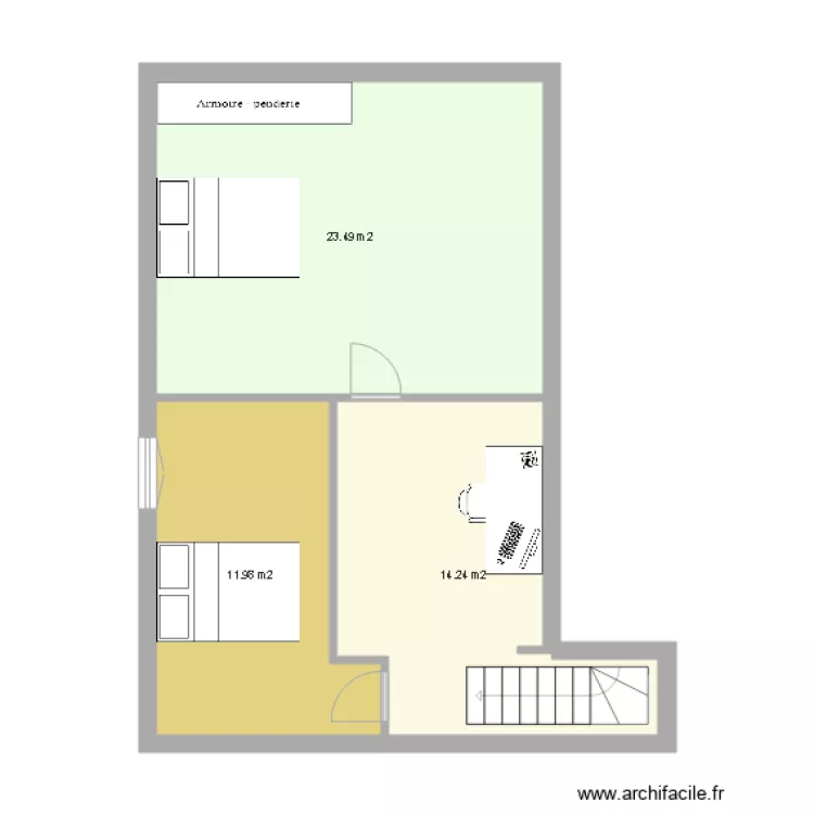 plan 2 chambres+bureau ouvert. Plan de plan 2 chambres+bureau ouvert. Plan de