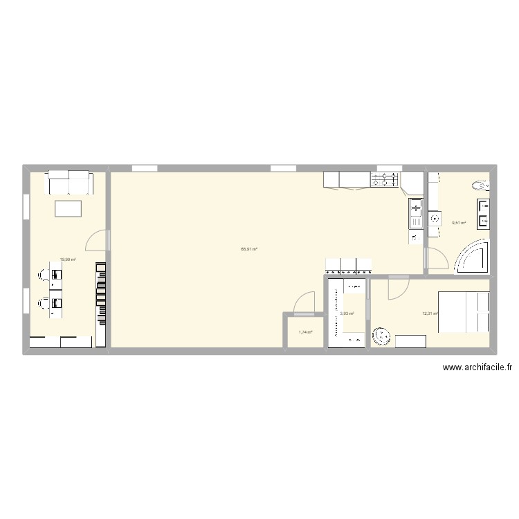 Bas extension  2. Plan de 6 pièces et 116 m2