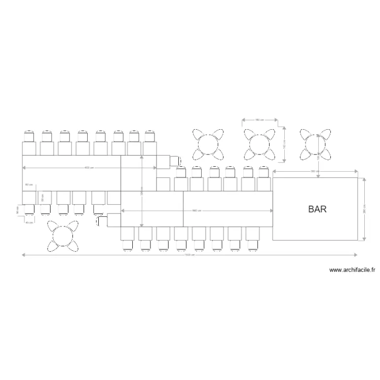 bar and double bench 2. Plan de 