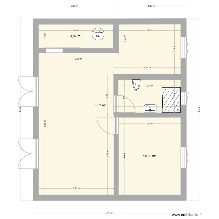 RDC. Plan de 3 et 50 m² RDC. Plan de 3 et 50 m²
