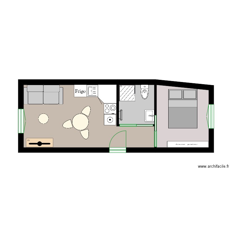 Amenagement Jouarre. Plan de 3 pièces et 26 m2