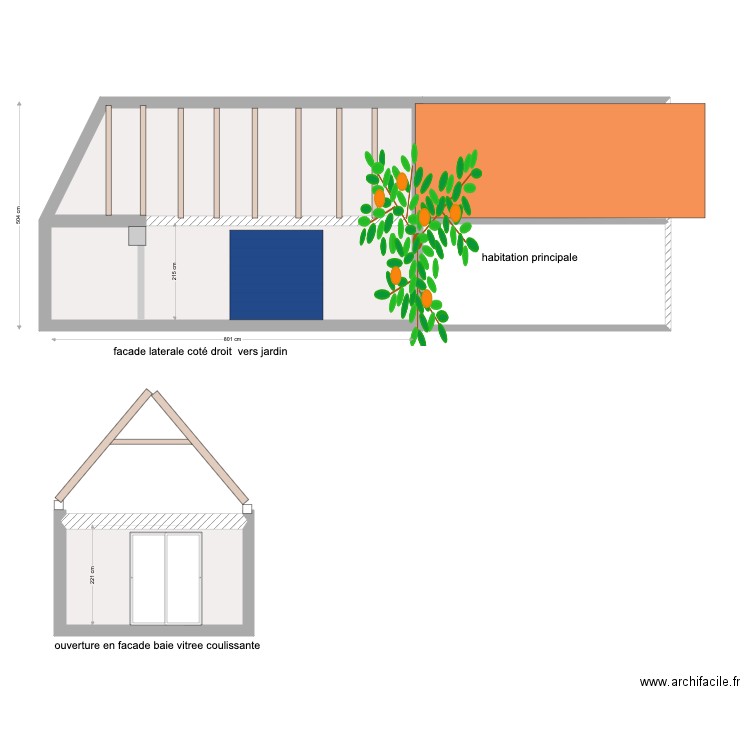 vue longitudinale longere . Plan de 0 pièce et 0 m2