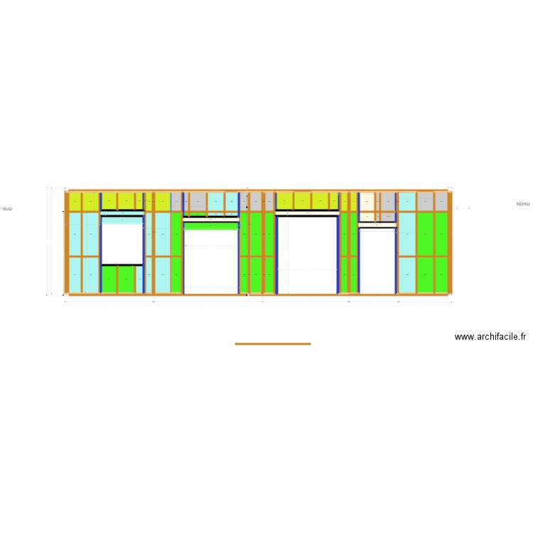 plan de l ossature mur est. Plan de 0 pièce et 0 m2