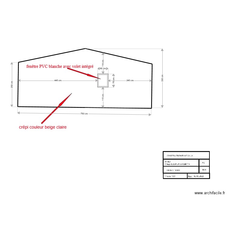 fred facade nord . Plan de 0 pièce et 0 m2