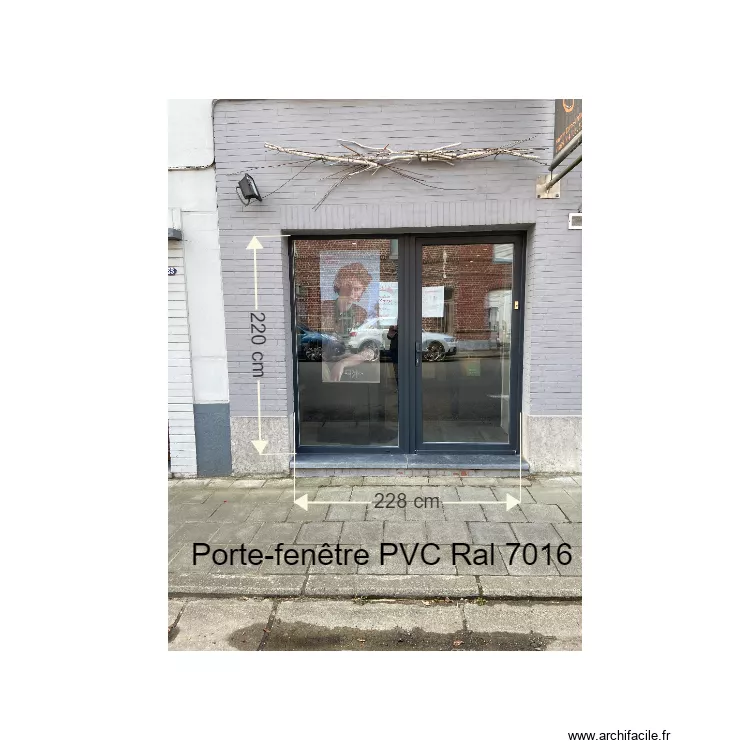 Baie salon fa&ccedil;ade avant. Plan de 