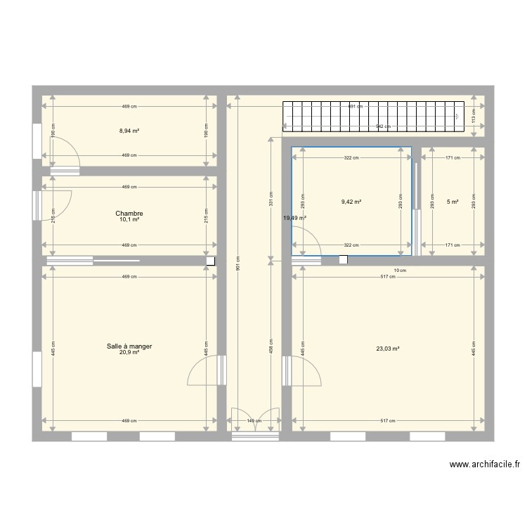 Surface rdc extension salon. Plan de 7 pièces et 97 m2