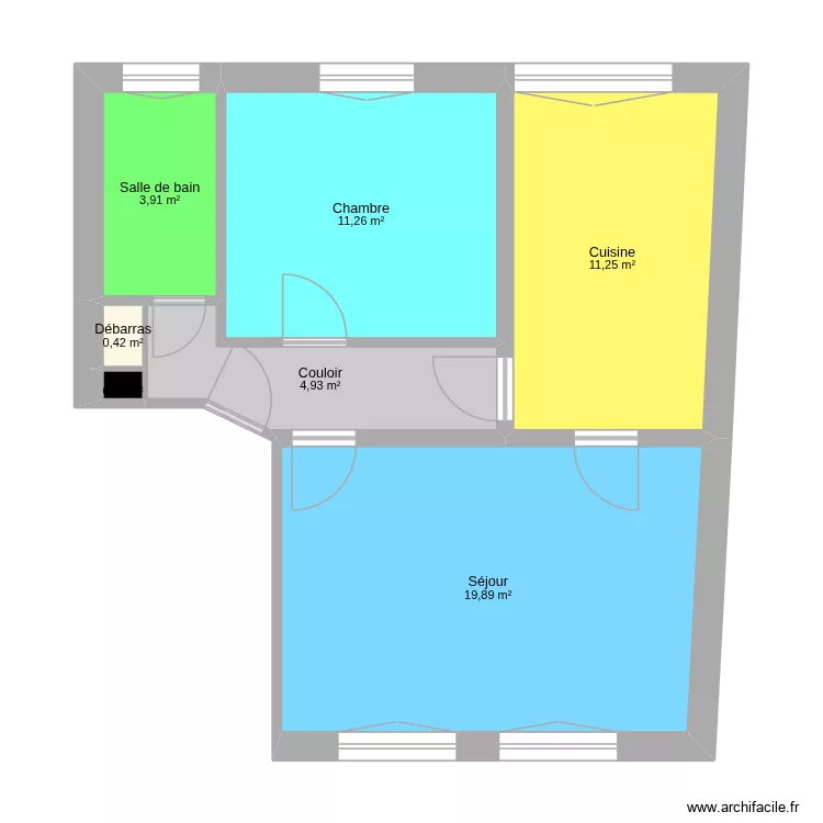 Appart Mussy. Plan de 7  et 52 m²