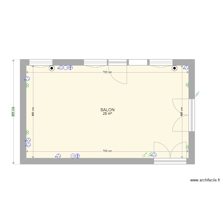 ELEC ST DENIS. Plan de 1 pièce et 28 m2