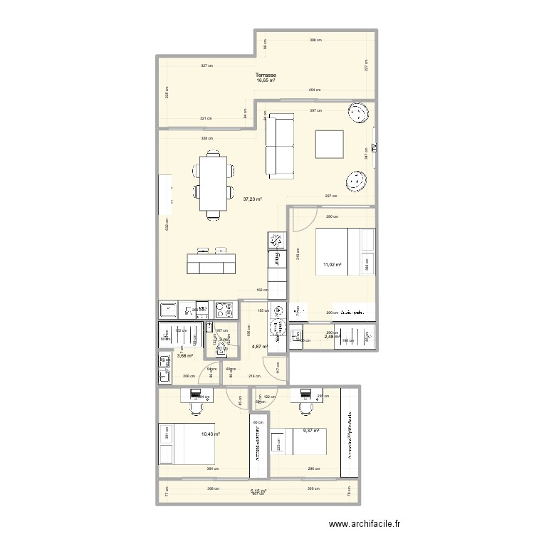 Pornichet T4 V4. Plan de 10 pièces et 102 m2