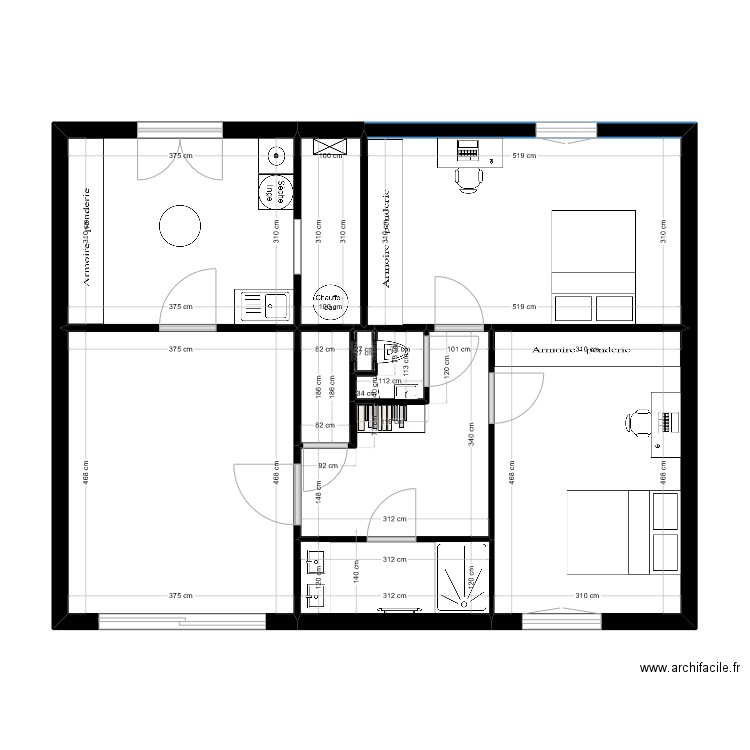 Wendy et Enzo. Plan de 10 pièces et 77 m2