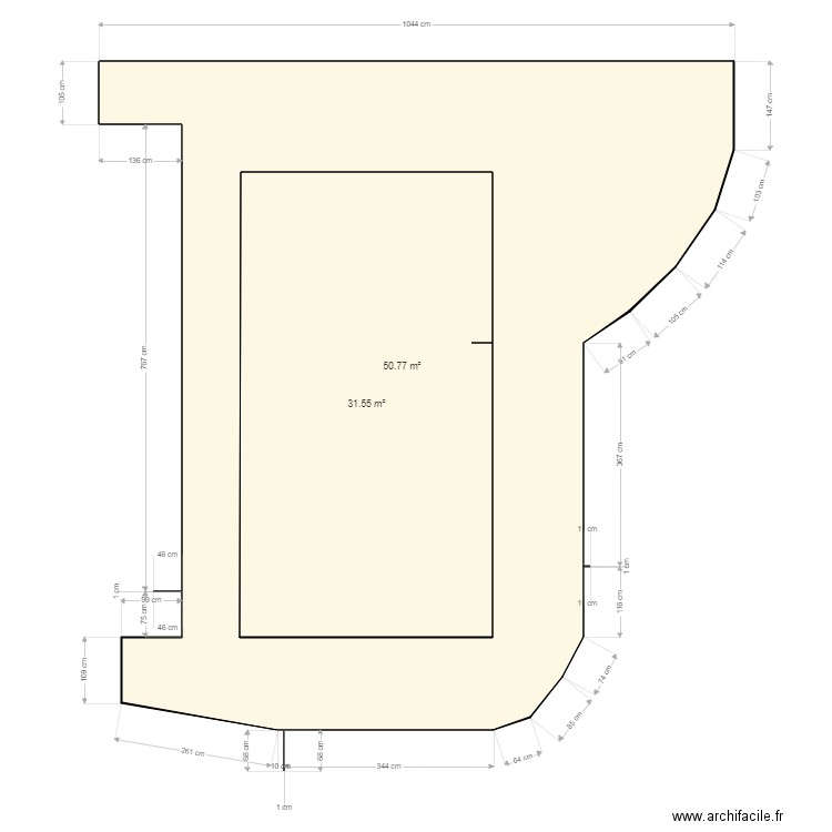 Dorigneux Llupia. Plan de 2 pièces et 114 m2