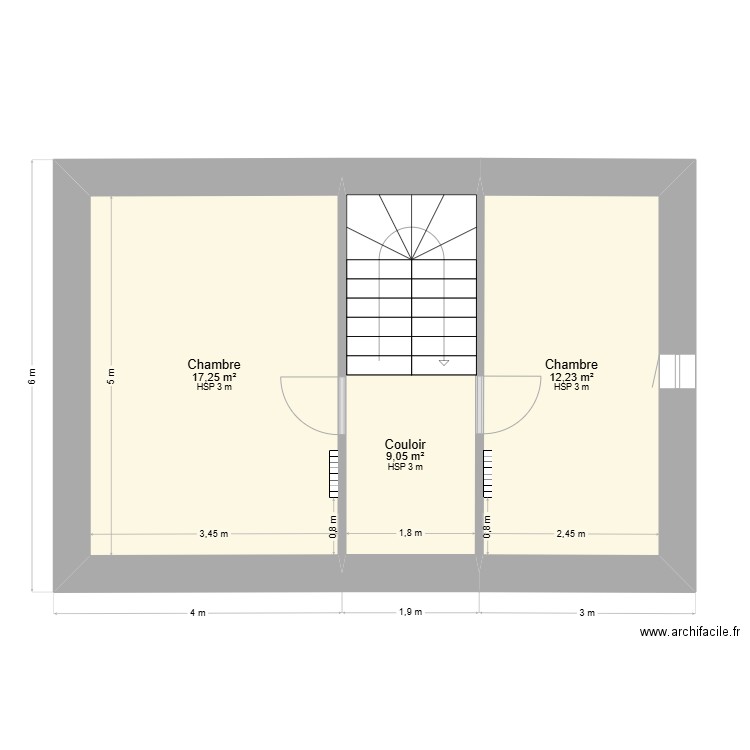R+2 valayssac. Plan de 3 pièces et 39 m2