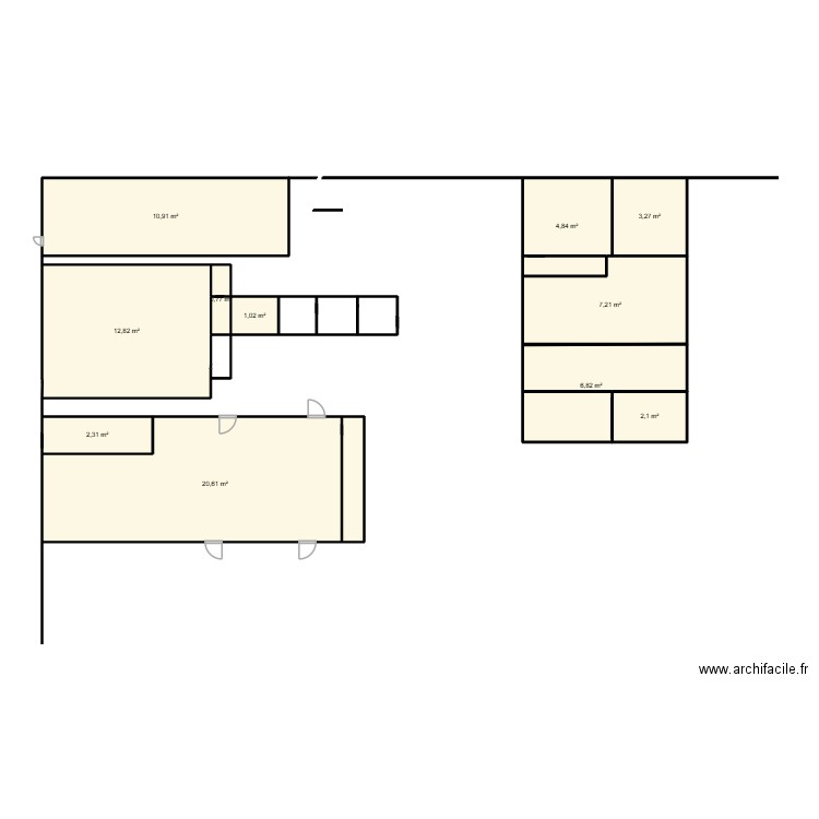 cuisine ornella. Plan de 11 pièces et 73 m2