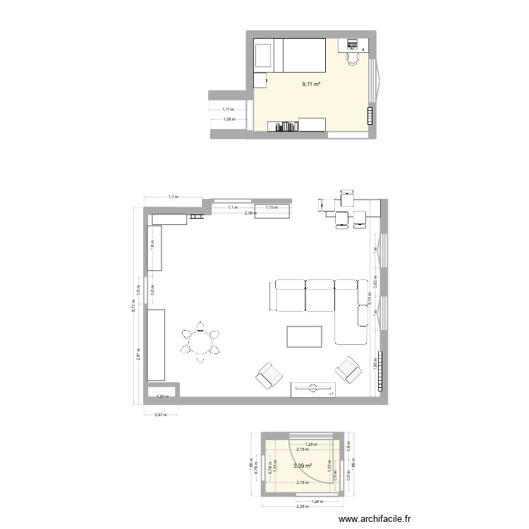 entr&eacute;e. Plan de 0 pièce et 0 m2