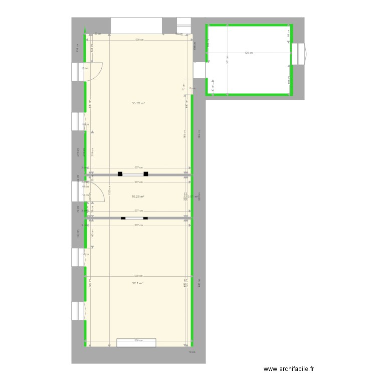 rdc avec isolation. Plan de 4 pièces et 78 m2