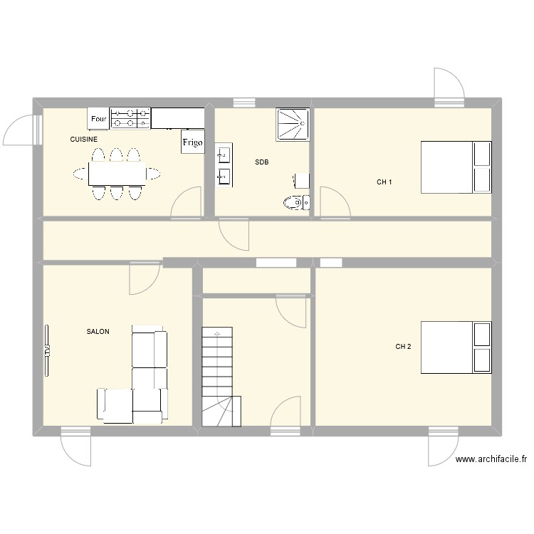 Coulazou RDC origine V2 mesure faite. Plan de 8 pièces et 95 m2