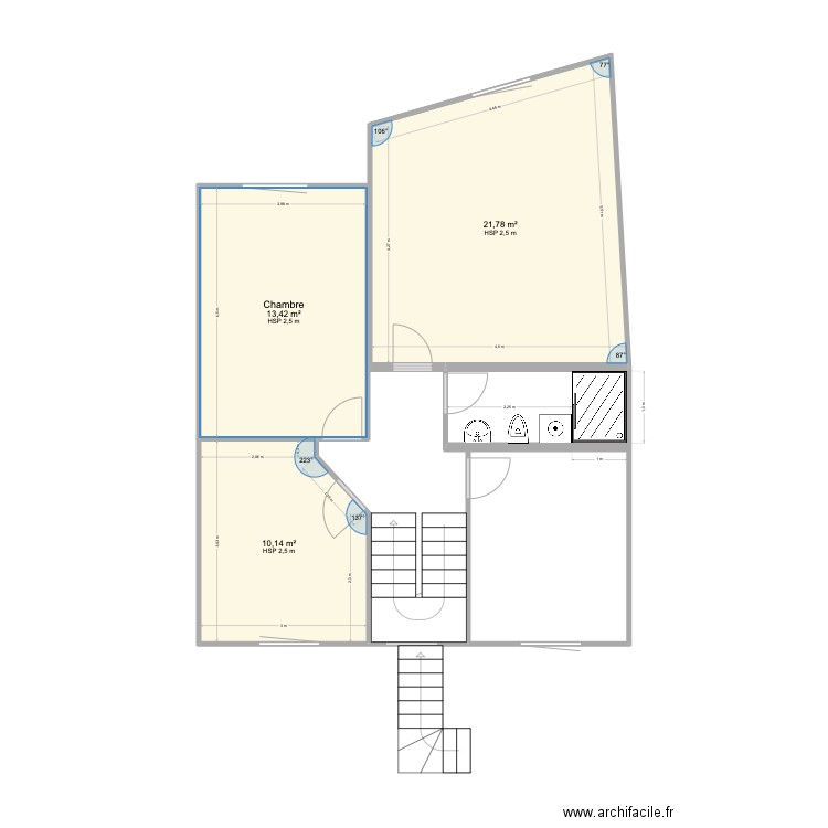 Appartement La Baule. Plan de 9 pièces et 68 m2