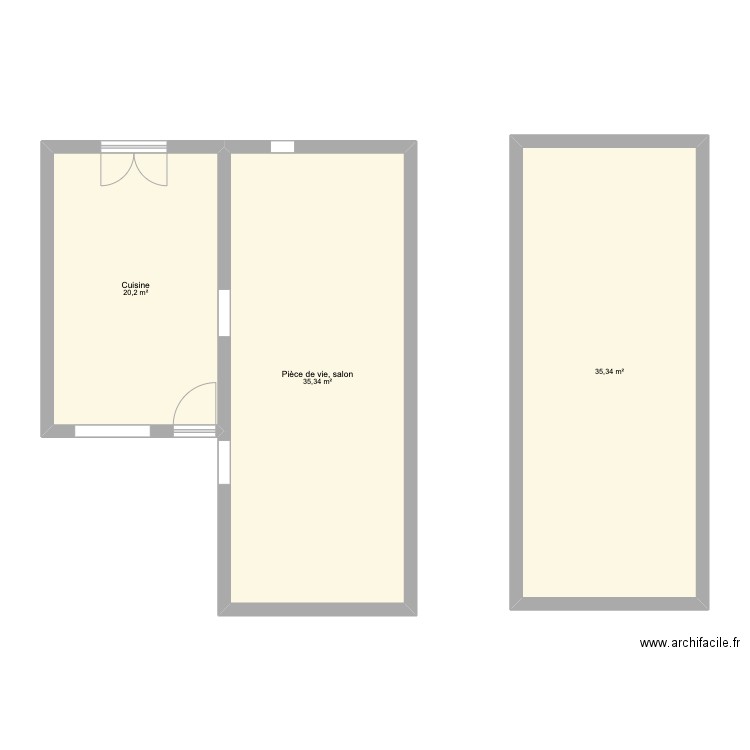 RDC Maison Vendres. Plan de 3 pièces et 91 m2