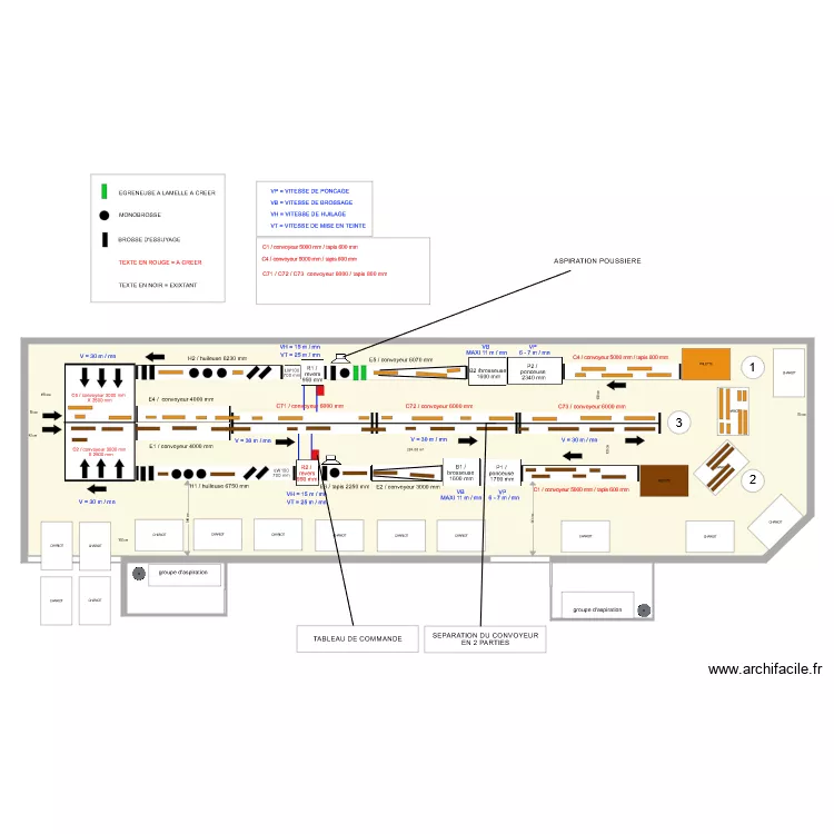 implantation production modifié V22 avec lames de parquets. Plan de implantation production modifié V22 avec lames de parquets. Plan de