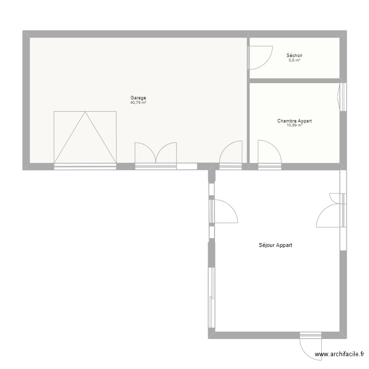 Maison Eyguette Partie 1 modifiée. Plan de 3 pièces et 57 m2