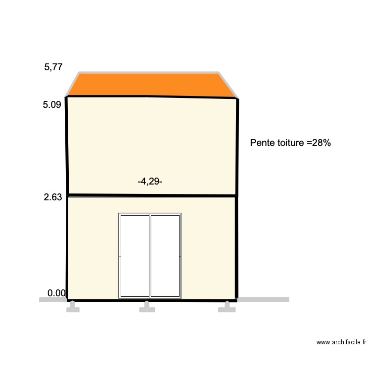 agrandissement volx coupe Ouest. Plan de 2 pièces et 13 m2