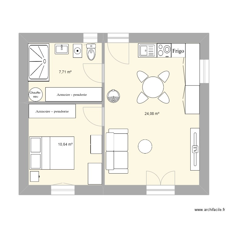 plan5. Plan de 3 pièces et 42 m2