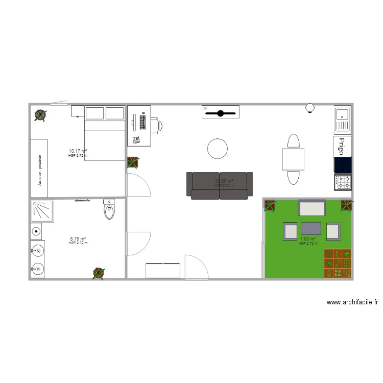 apparte lucie. Plan de 4 pièces et 64 m2