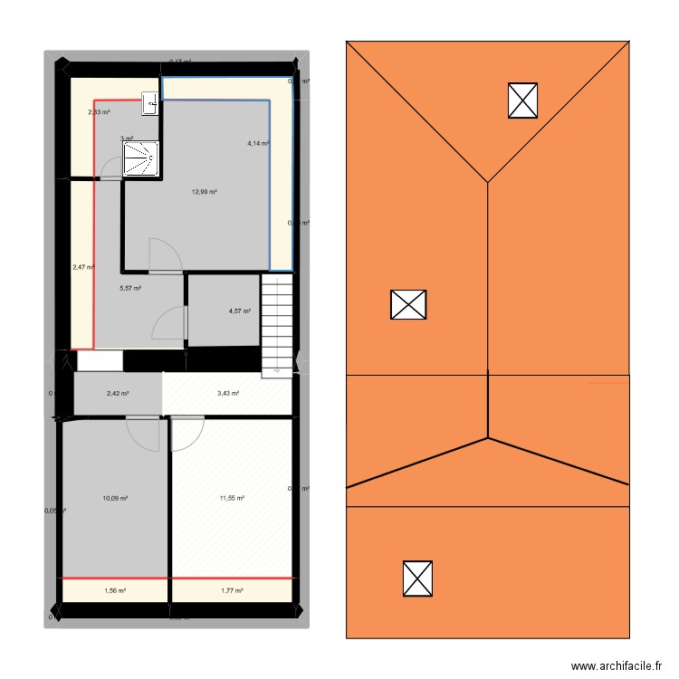 comble. Plan de 0 pièce et 0 m2