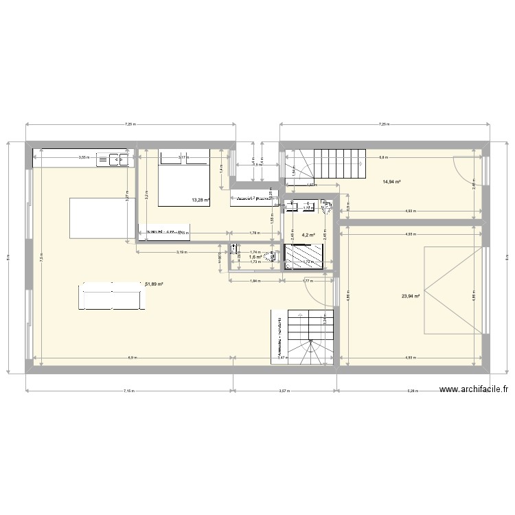 FLOIRAC NVX. Plan de 6 pièces et 110 m2