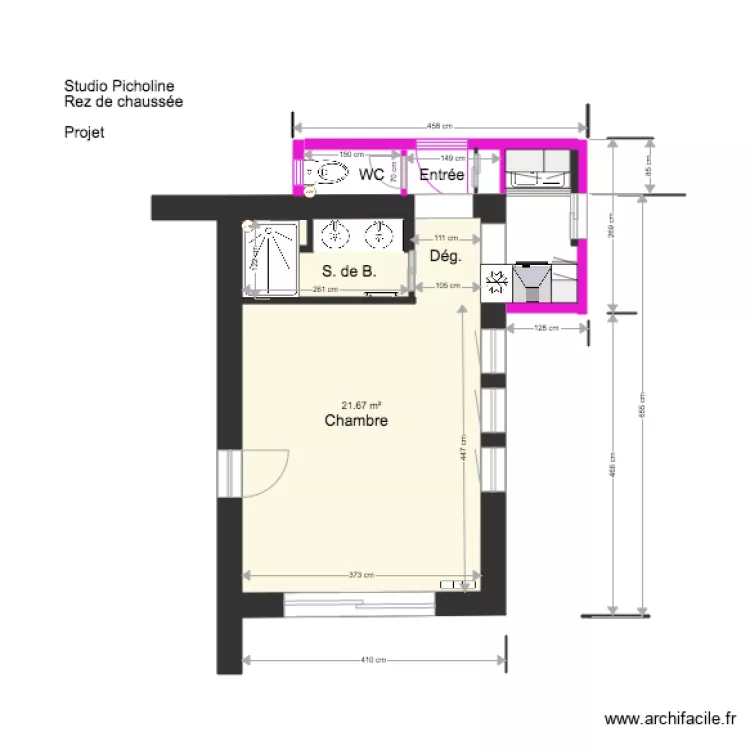 Studio Picholine Rez de chauss&eacute;e  3. Plan de 