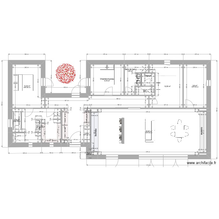 PLAN4B-4JUIN-ARR CUISINE-CHANGEMENT CHAMBRE ET SDB -138M2. Plan de 17 pièces et 138 m2