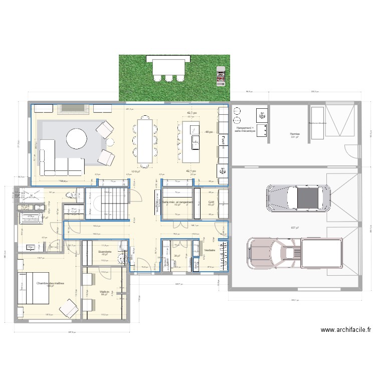 Nouveau plan version salle d'eau 2. Plan de 13 pièces et 243 m2