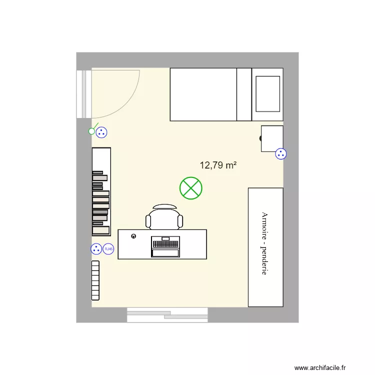 chambre F est. Plan de 