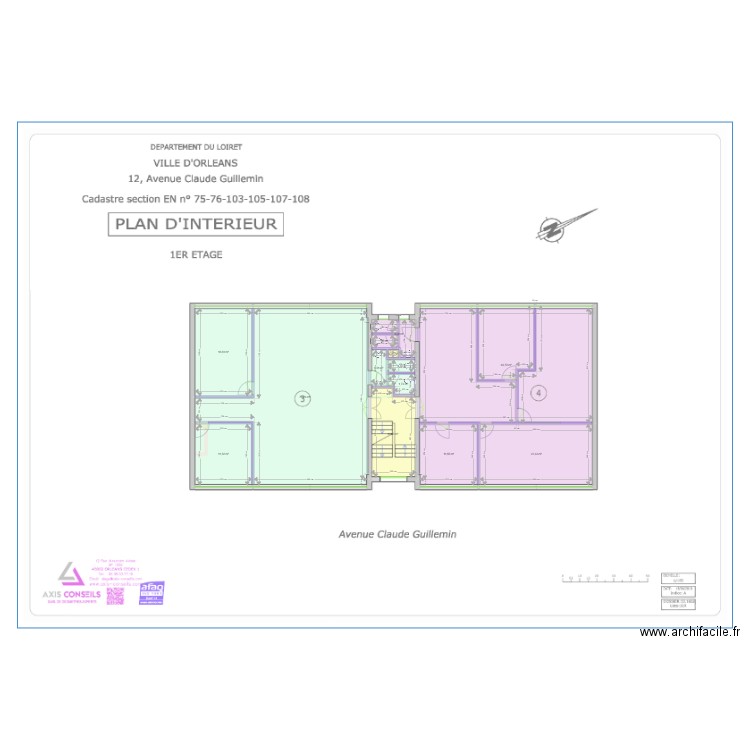 R+1 Guillemin. Plan de 13 pièces et 218 m2