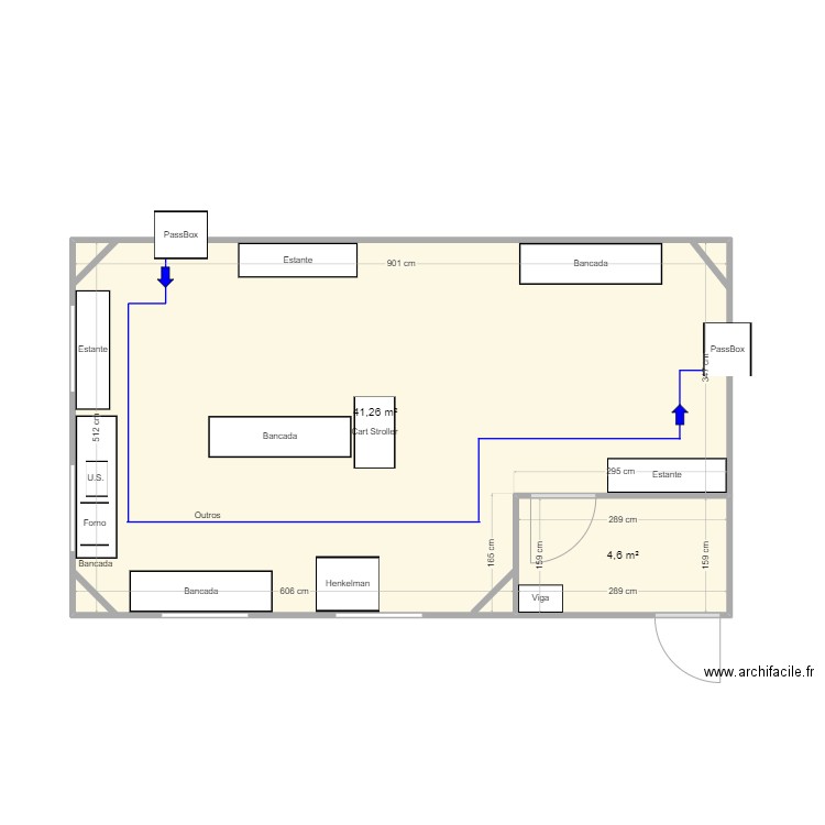 Sala Limpa 1. Plan de 2 pièces et 46 m2