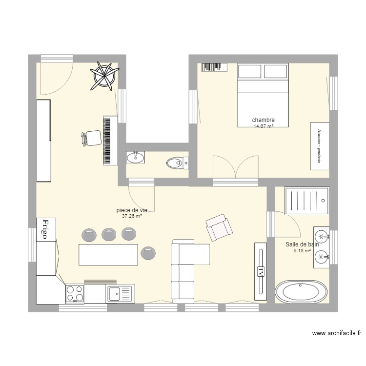 appartement 60m2. Plan de 0 pièce et 0 m2