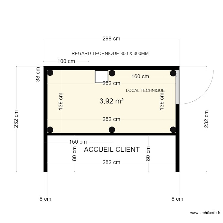 SCHEMA IMPLANTATION KIOSQUE M5. Plan de 1 pièce et 4 m2