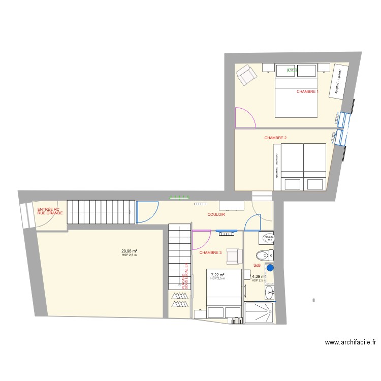 1ÉTAGE APRES TRAVAUX 2. Plan de 0 pièce et 0 m2