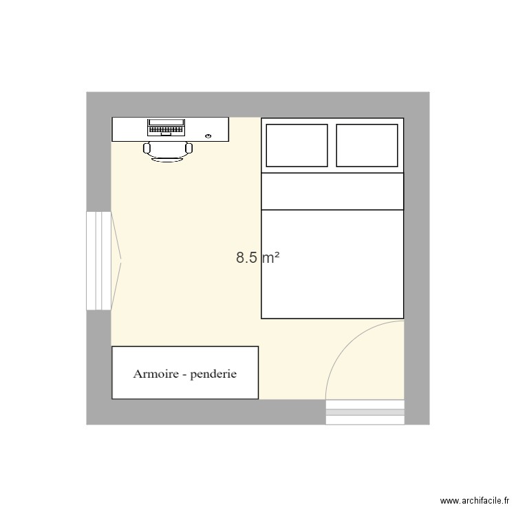 plan Sixtine chambre beige. Plan de 0 pièce et 0 m2