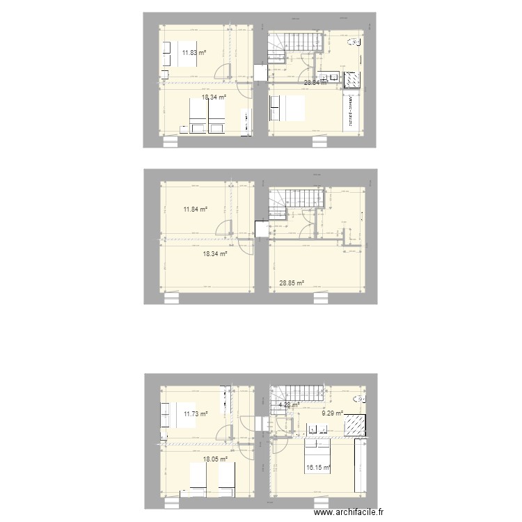 ETAGE 1. Plan de 11 pièces et 178 m2